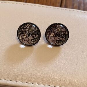 Black and White Map Design Earrings